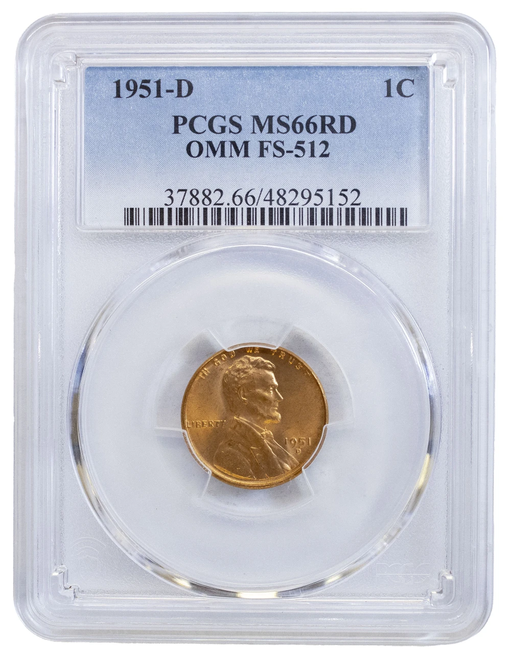 PCGS MS-66 RD 1951-D Lincoln Cent