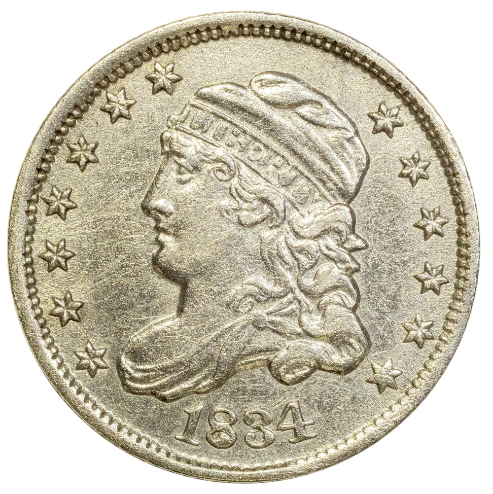 AU-58 Details 1834 Bust Half Dime