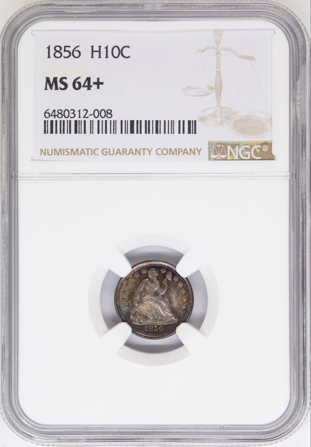NGC MS-64+ 1856 Seated Half Dime