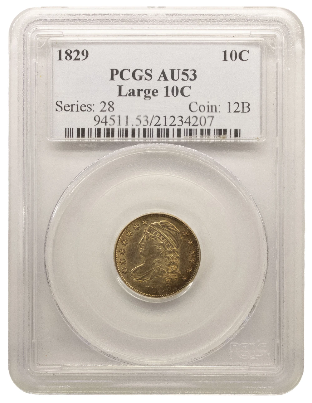 PCGS AU-53 1829 Bust Dime