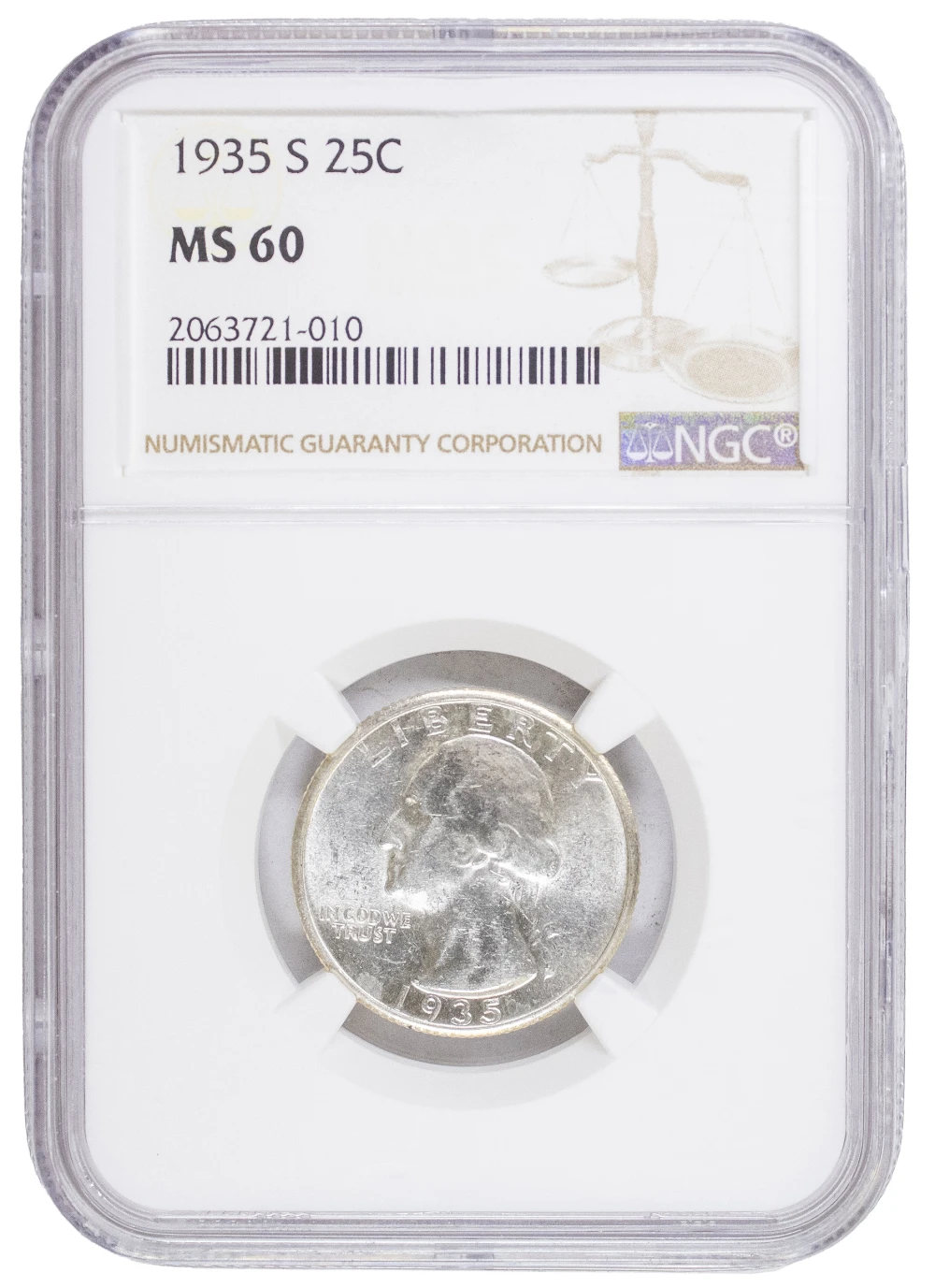 NGC MS-60 1935-S Washington Quarter