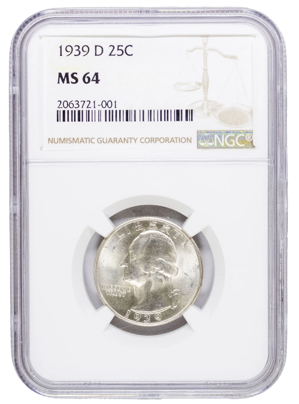 NGC MS-64 1939-D Quarter
