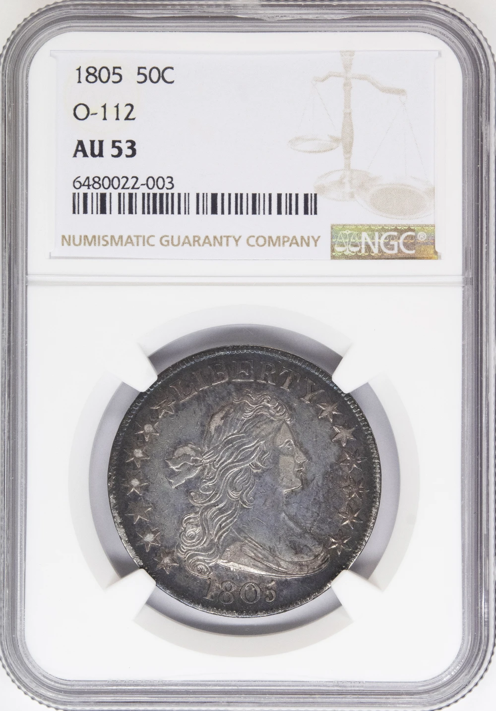NGC AU-53 1805 Draped Bust Half Dollar