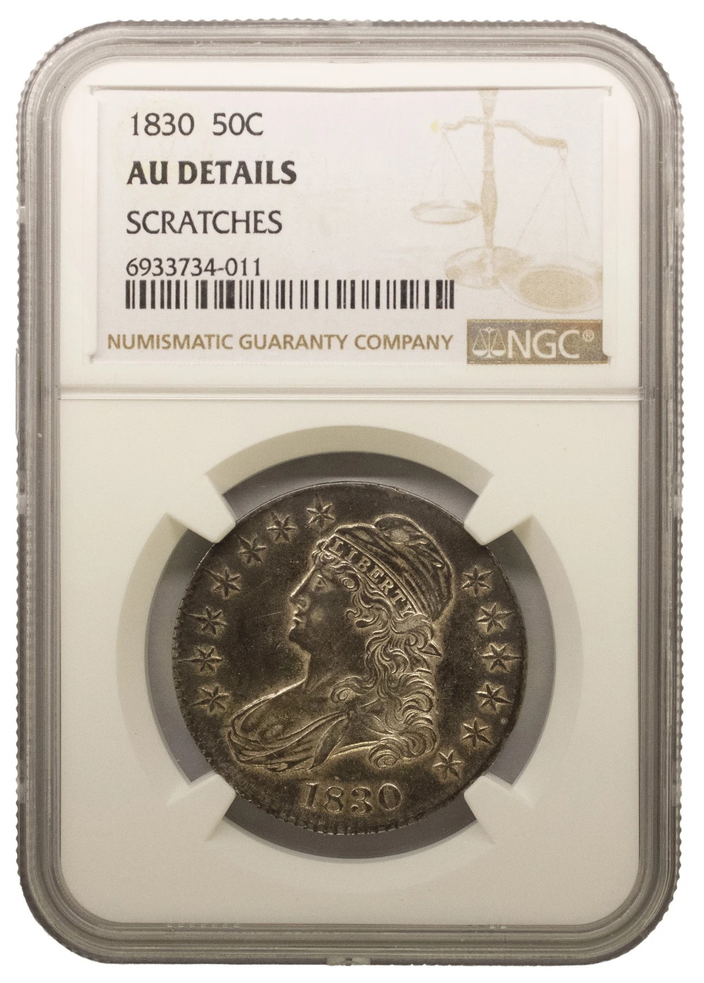 NGC AU Details 1830 Bust Half Dollar