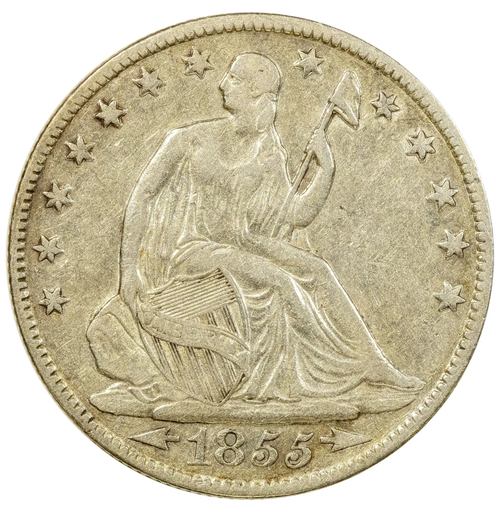 EF-40 to EF-45 1855-O Arrows Seated Half Dollar