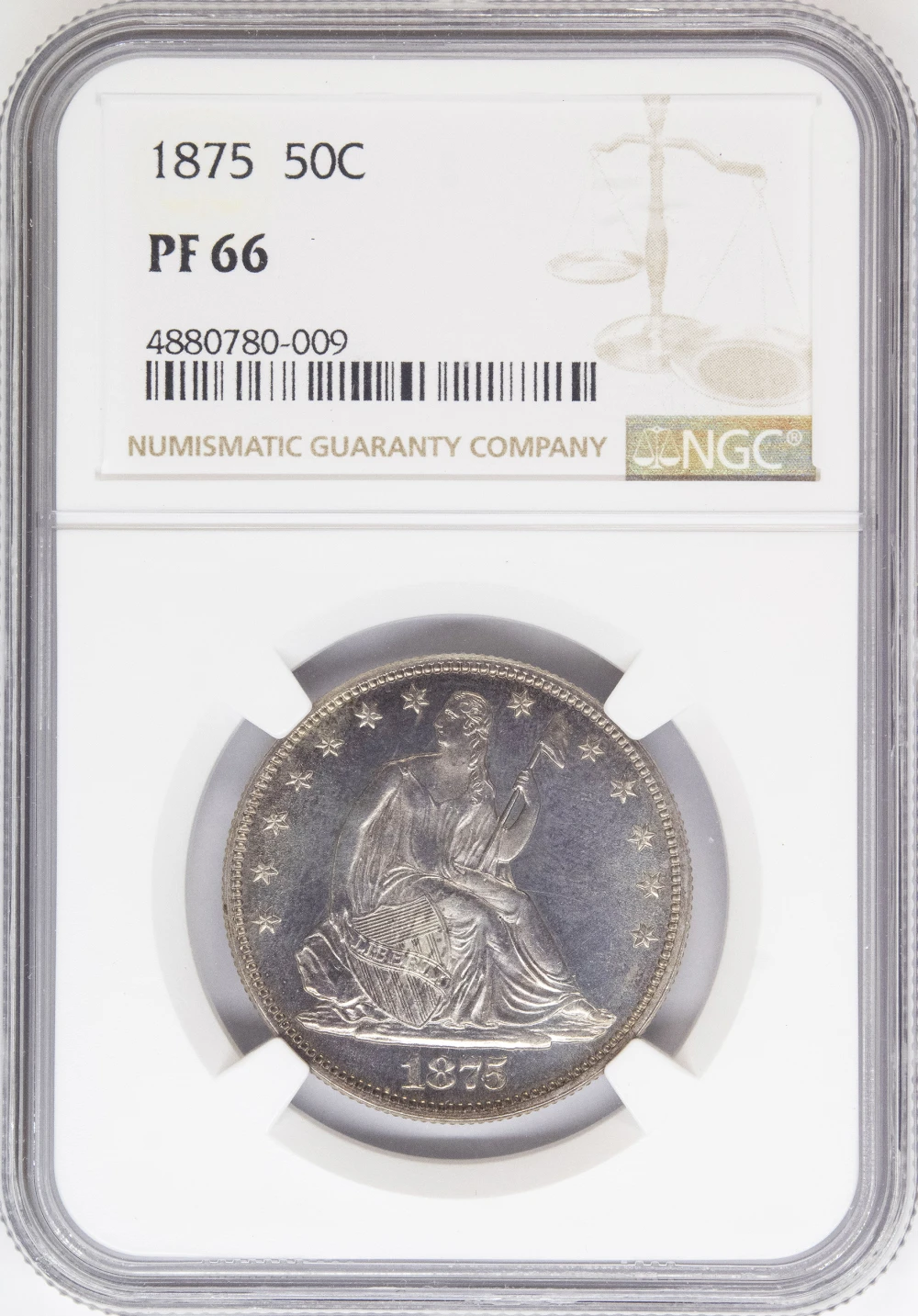 NGC Proof-66 1875 Seated Half Dollar