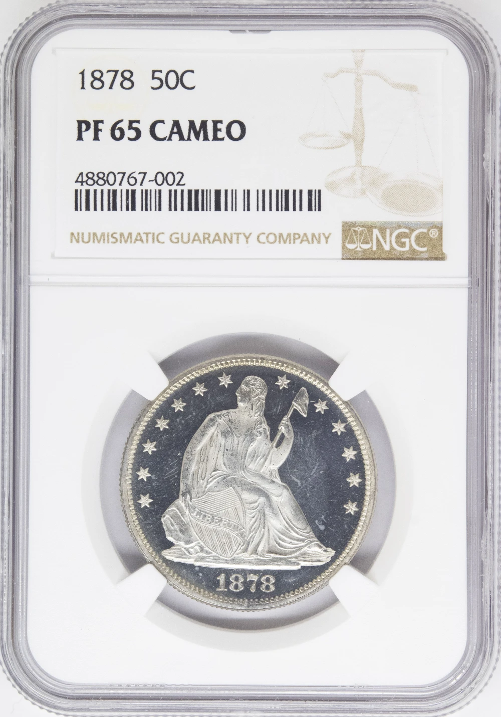 NGC Proof-65 CAMEO 1878 Seated Half Dollar