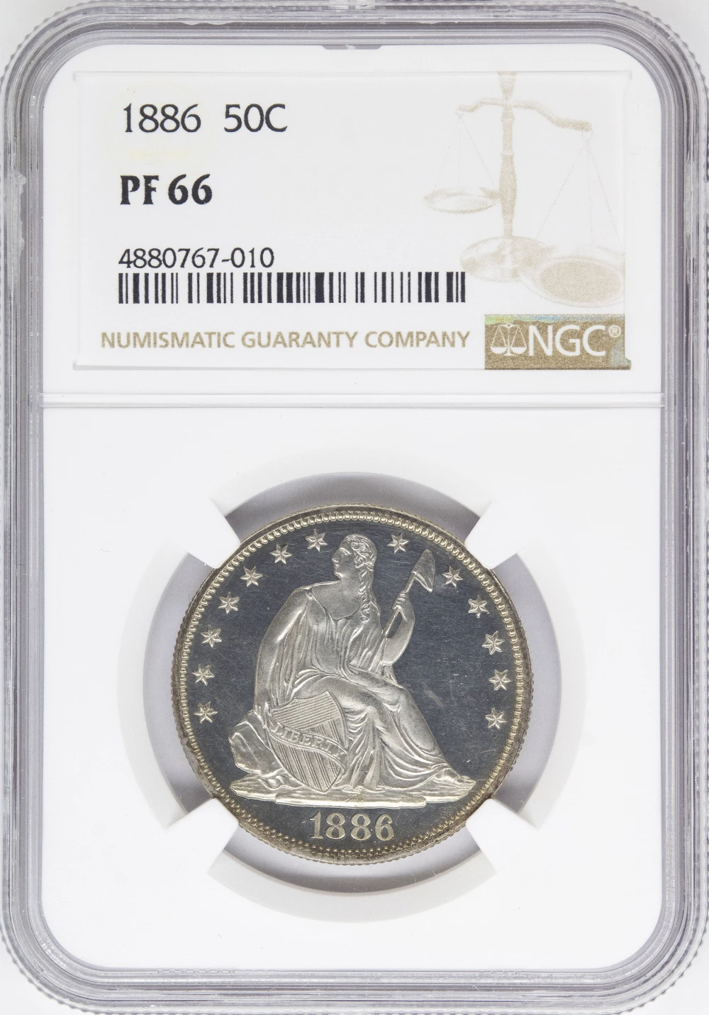 NGC Proof-66 1886 Seated Half Dollar