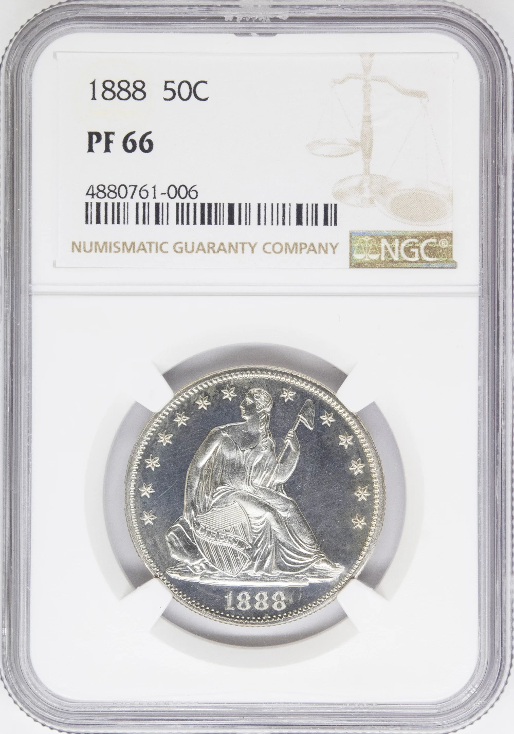 NGC Proof-66 1888 Seated Half Dollar