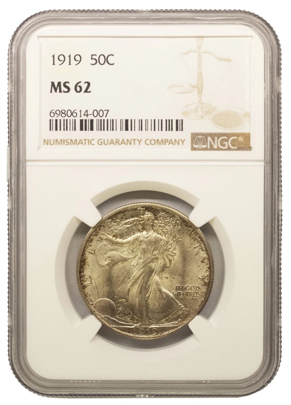 NGC MS-62 1919 Walking Liberty Half Dollar