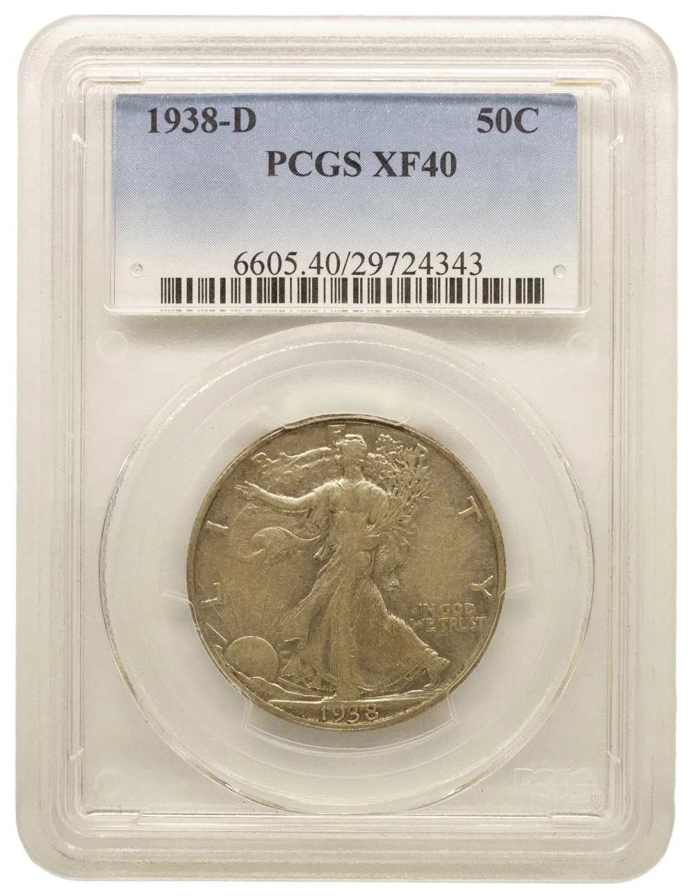 PCGS EF-40 1938-D Walking Liberty Half Dollar