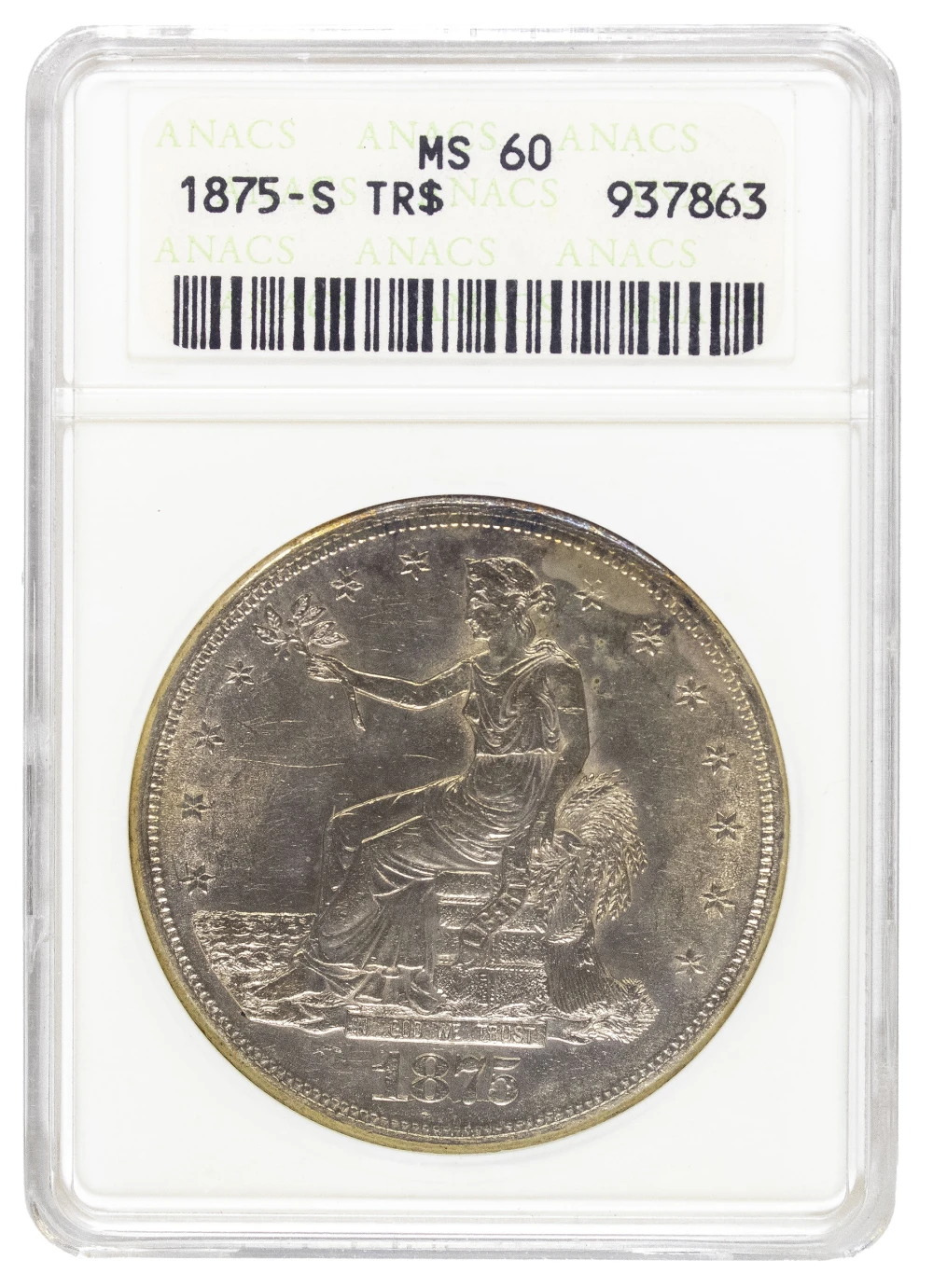 ANACS MS-60 1875-S Trade Dollar