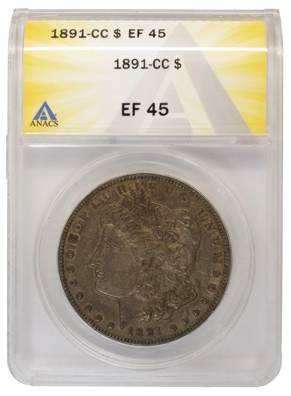 ANACS EF-45 1891-CC Morgan Dollar