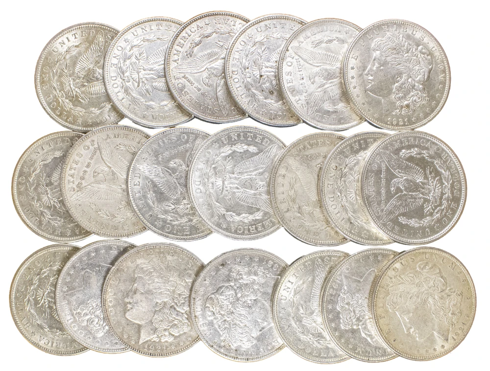 EF to AU Roll 1921-D Morgan Dollars