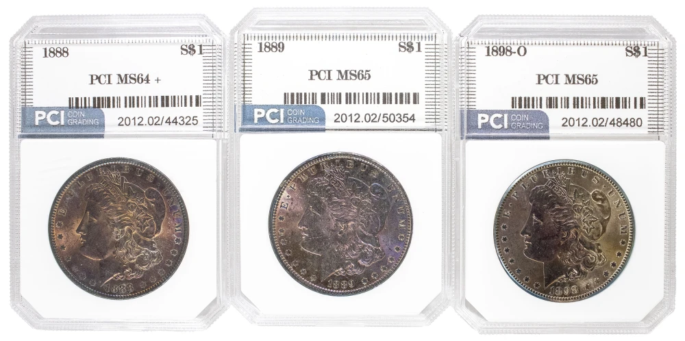 3 Pcs PCI Morgan Dollars