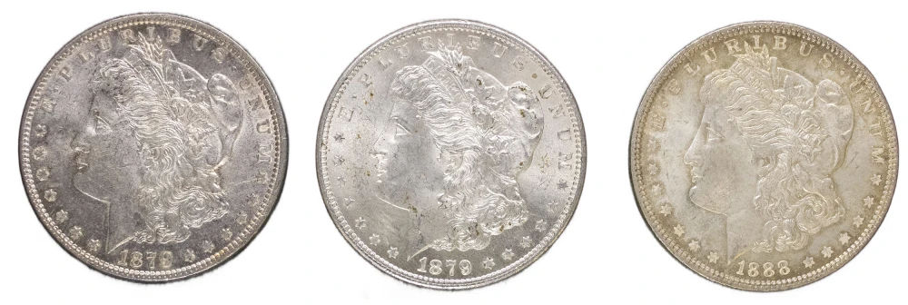 3 Different Mint State Morgans