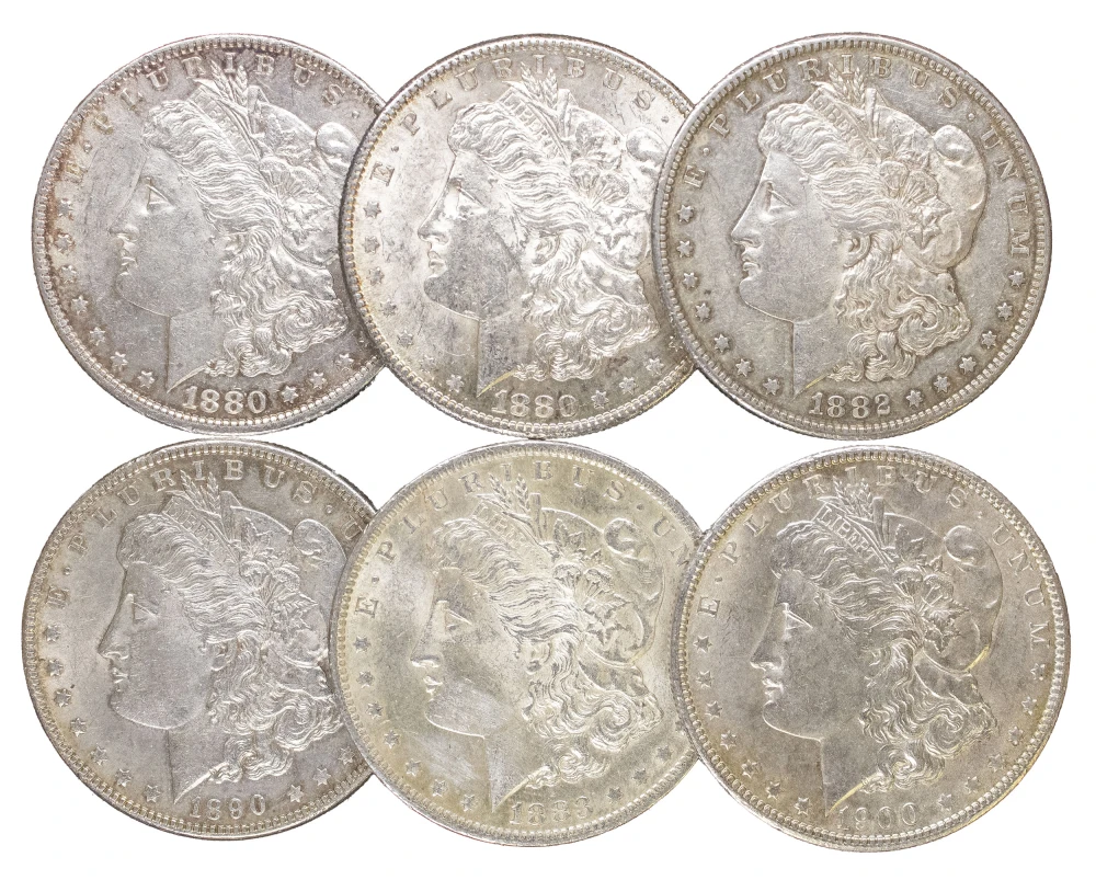 1/2 Dozen Nice AU Morgan Dollars
