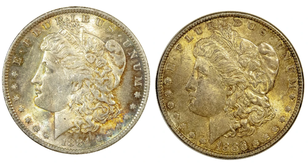 Toned BU Morgan Dollar Pair