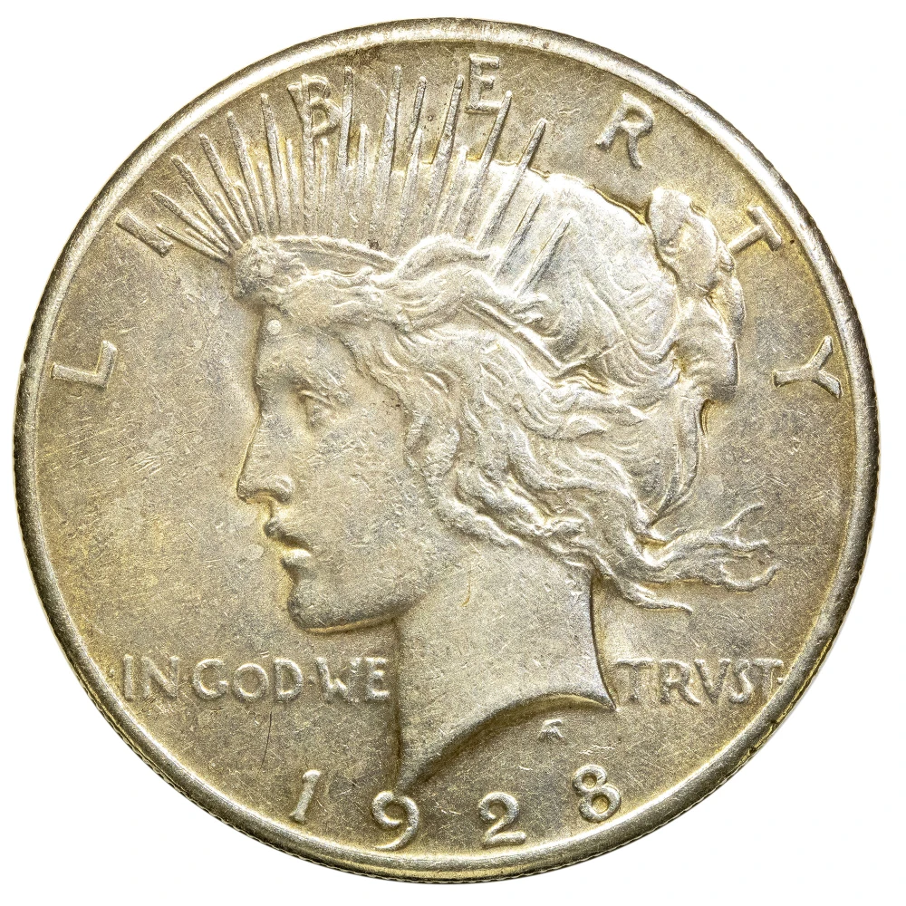 AU-50 1928 Peace Dollar