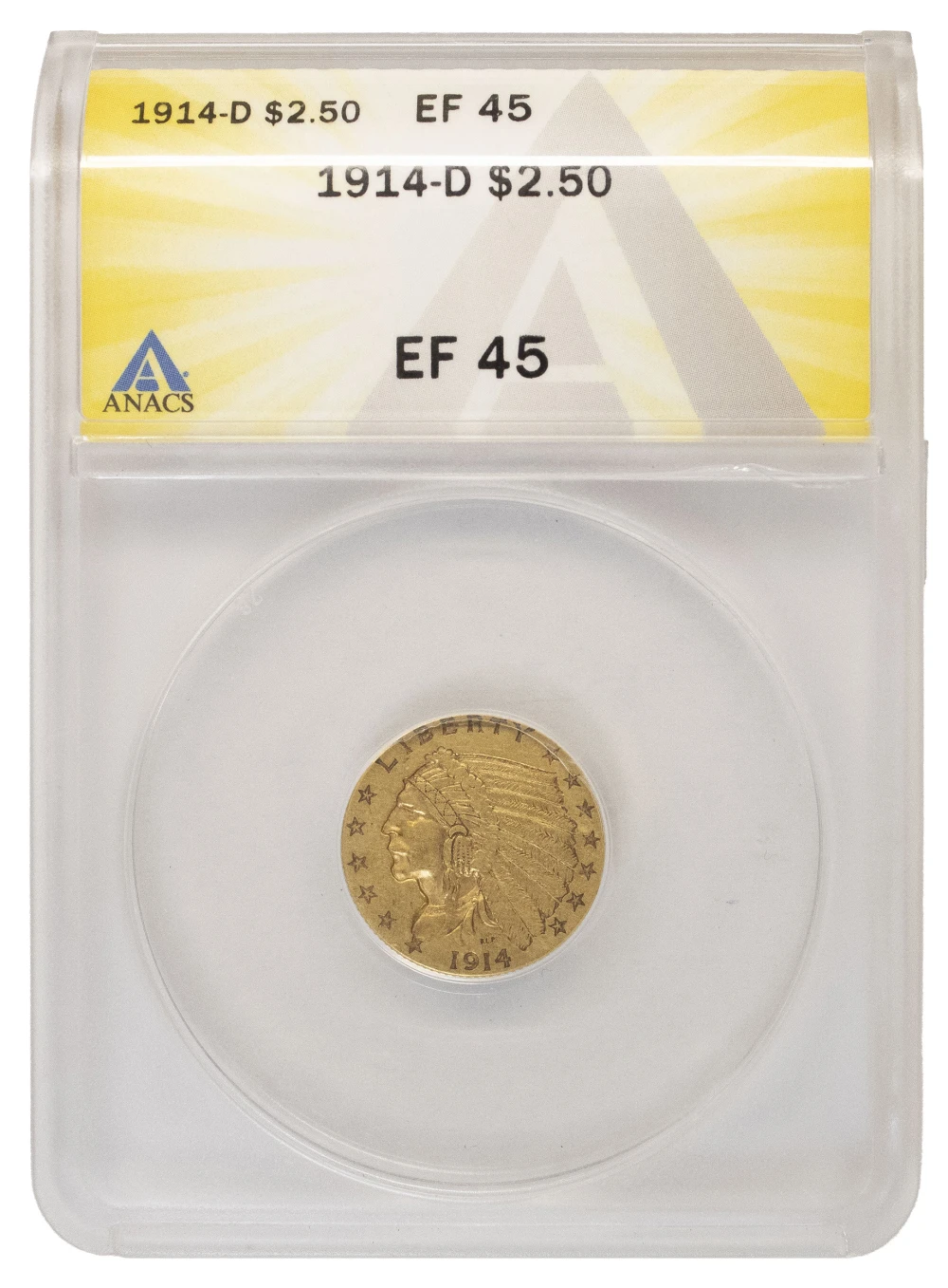 ANACS EF-45 1914-D Gold $2.50 Indian