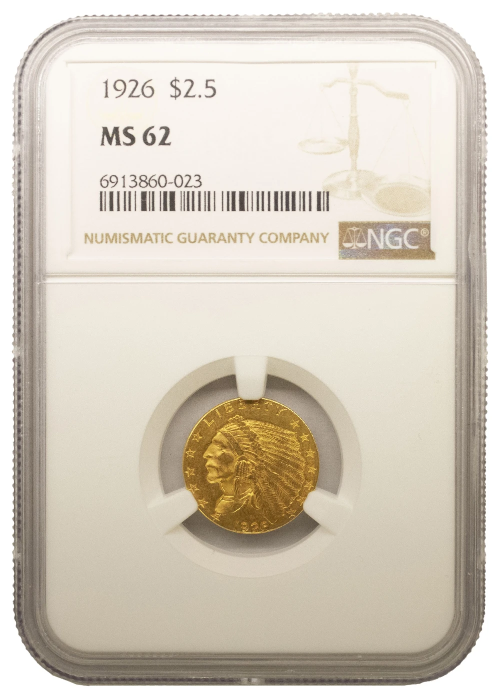 NGC MS-62 1926 Gold $2.50 Indian