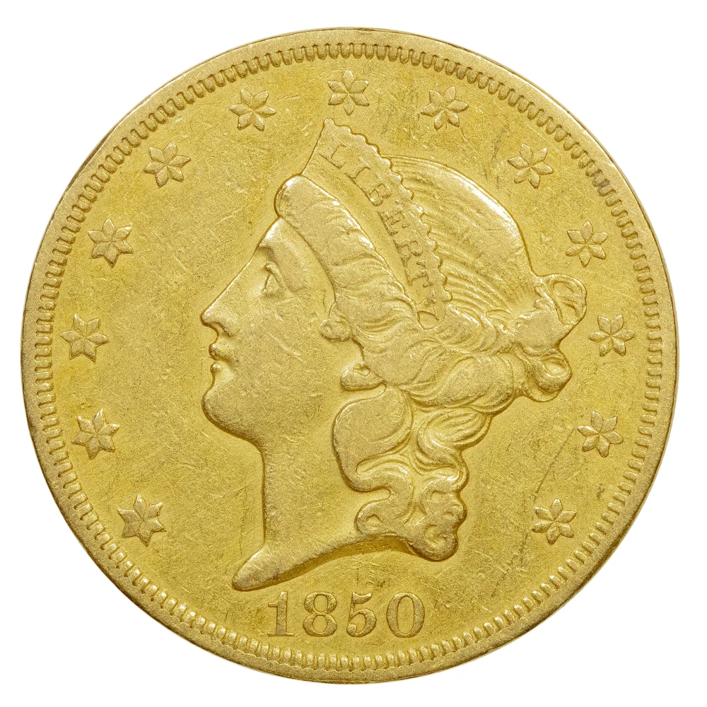 EF-40 1850 Gold $20 Liberty