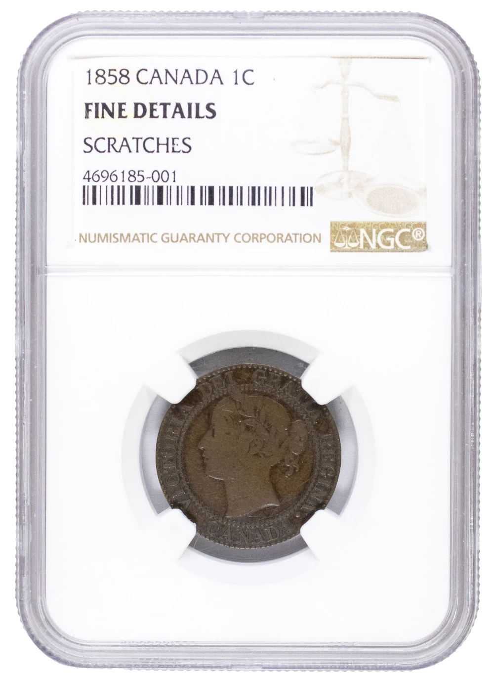 Canada. NGC Fine Details 1858 Large Cent