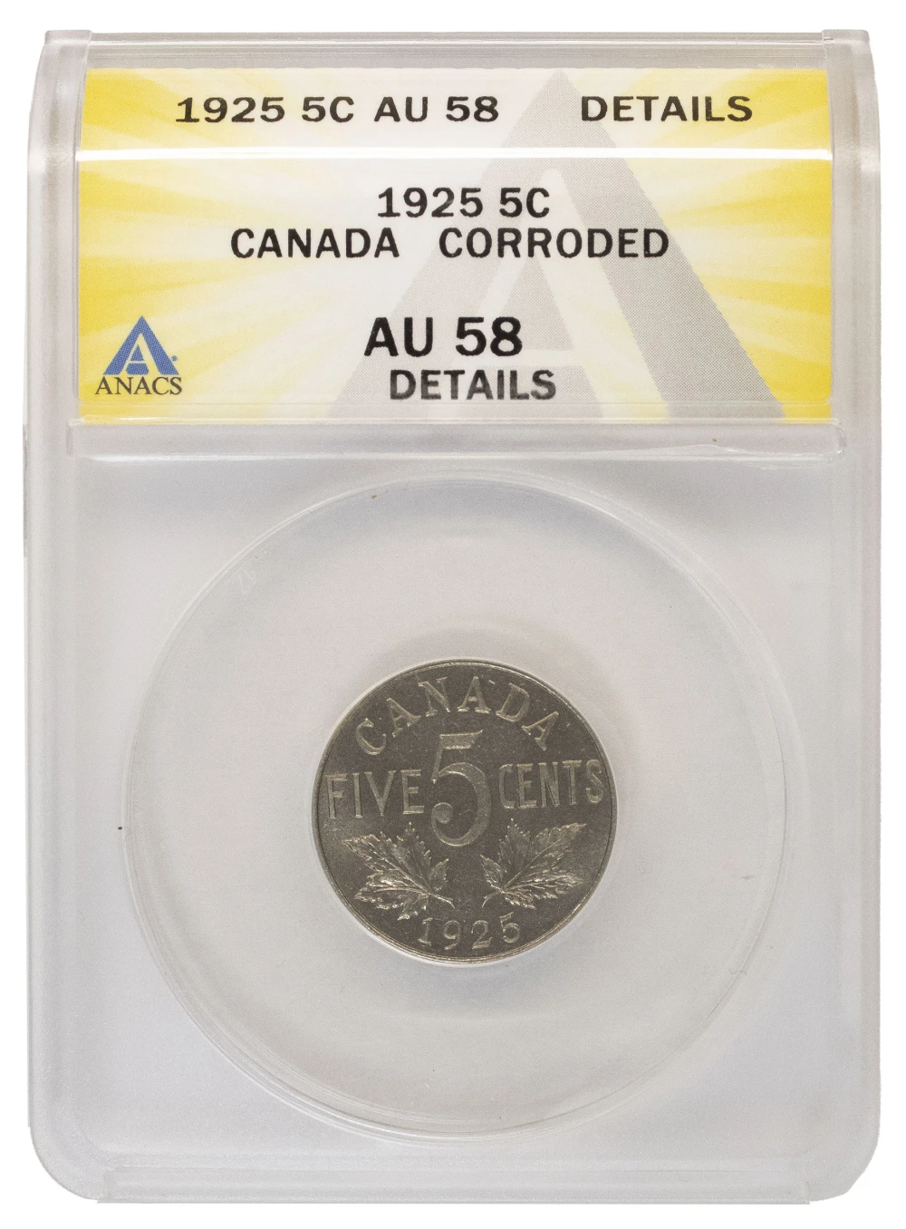 CANADA. ANACS AU-58 Details 1925 Nickel