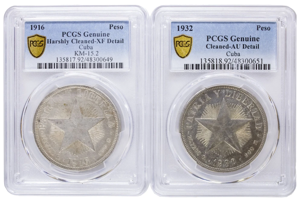 Cuba. PCGS Details Peso Pair