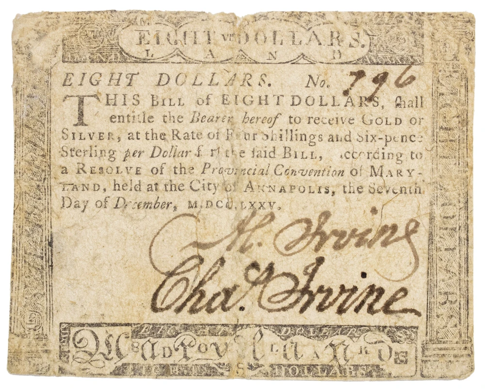 Maryland. Annapolis. December 7, 1775 $8 Note
