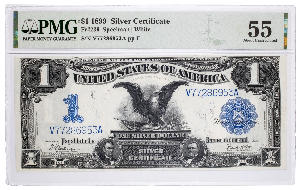 PMG AU-55 1899 Black Eagle $1 Note