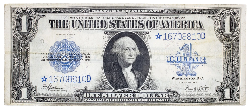 Scarce VF+ 1923 $1 Star Note Silver Certificate