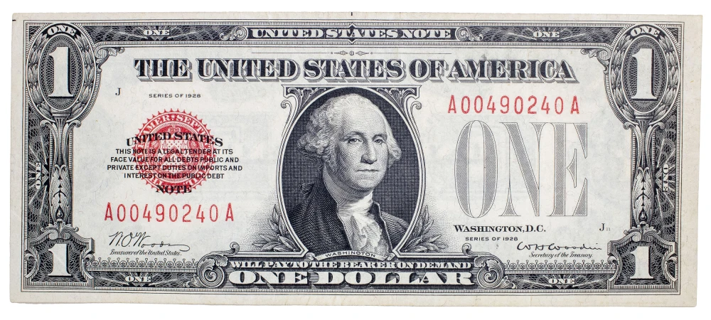 AU 1928 Red Seal $1 United States Note