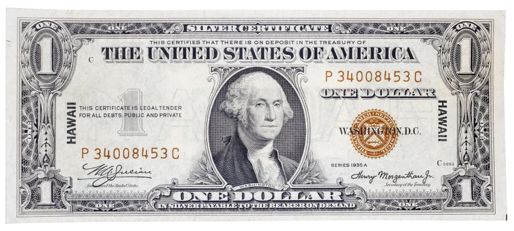 Crisp UNC 1935A $1 Hawaii Silver Certificate
