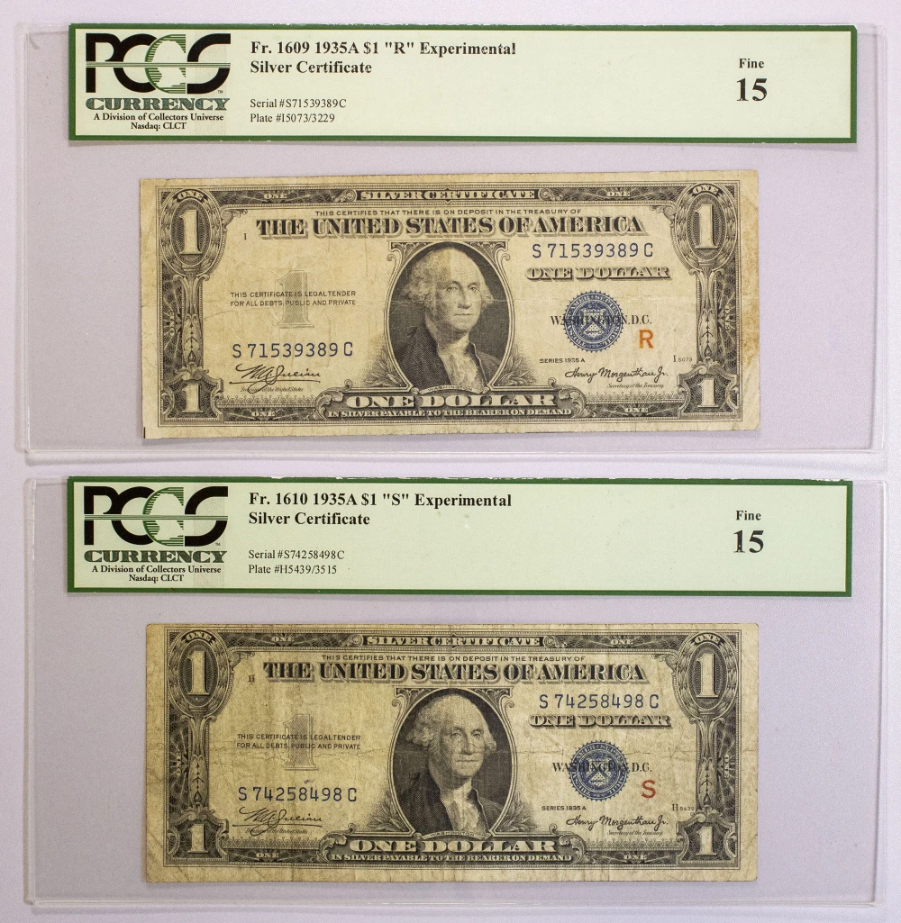 PCGS F-15 1935A Experimental $1 Pair