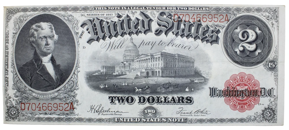 VF-EF Series 1917 $2 United States Note