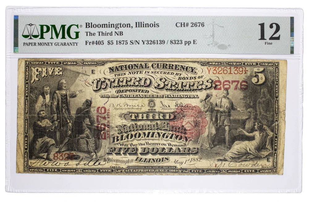 PMG Fine-12 1875 National Currency $5 Note