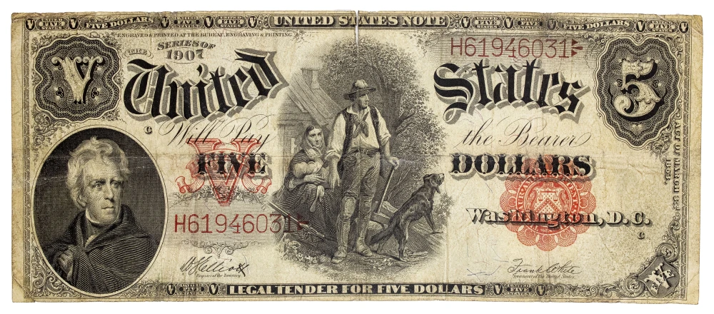 VF Details 1907 Woodchopper $5 United States Note