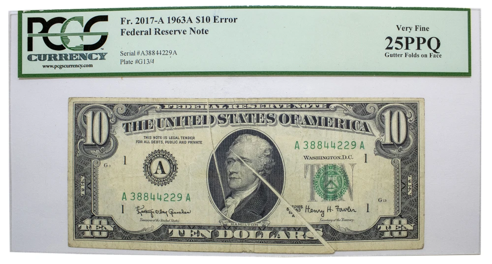 PCGS VF-25 PPQ Series 1963A Error $10