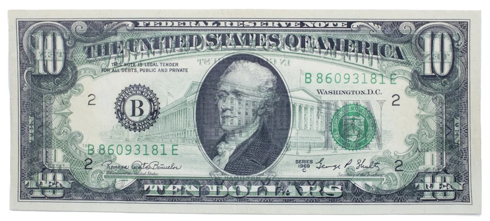 AU 1969-C $10 Offset Printing Error