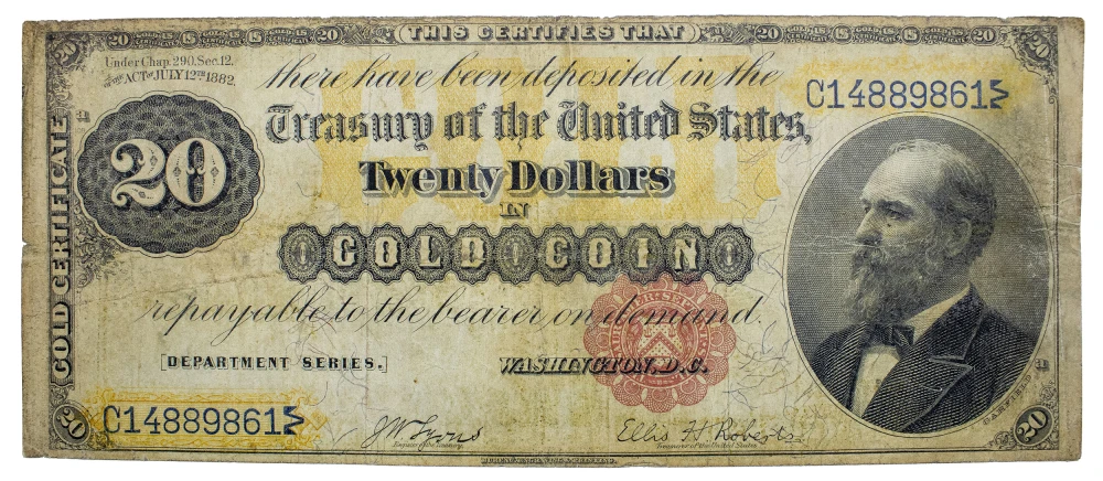 Fine Series 1882 $20 Gold Coin Note