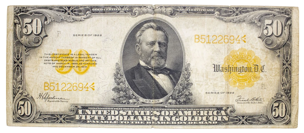 VF Series 1922 $50 Gold Certificate