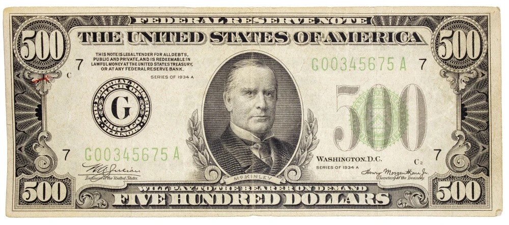 VF+ 1934-A $500 Federal Reserve Note
