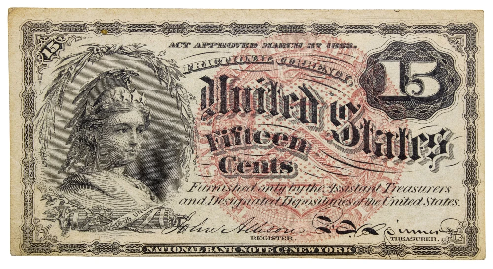 AU 15C Fractional Currency Note