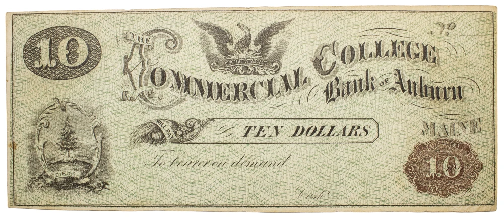 Maine. Auburn. VF Commercial College $10