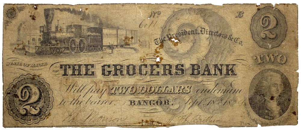Maine. Bangor. Good 1859 $2 Note