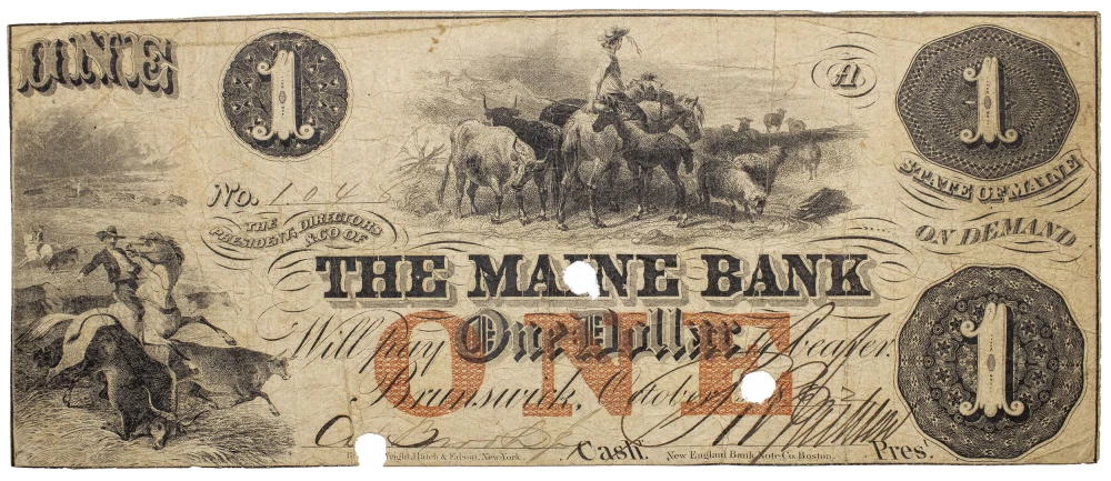 Maine. Brunswick. Fine to VF 1862 $1 Note