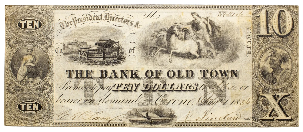 Maine. Orono. Crisp VF 1836 $10 Note
