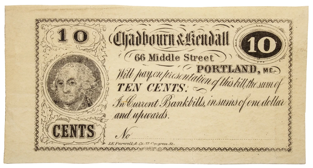 Maine. Portland. New Chadbourn & Randall 10C Note