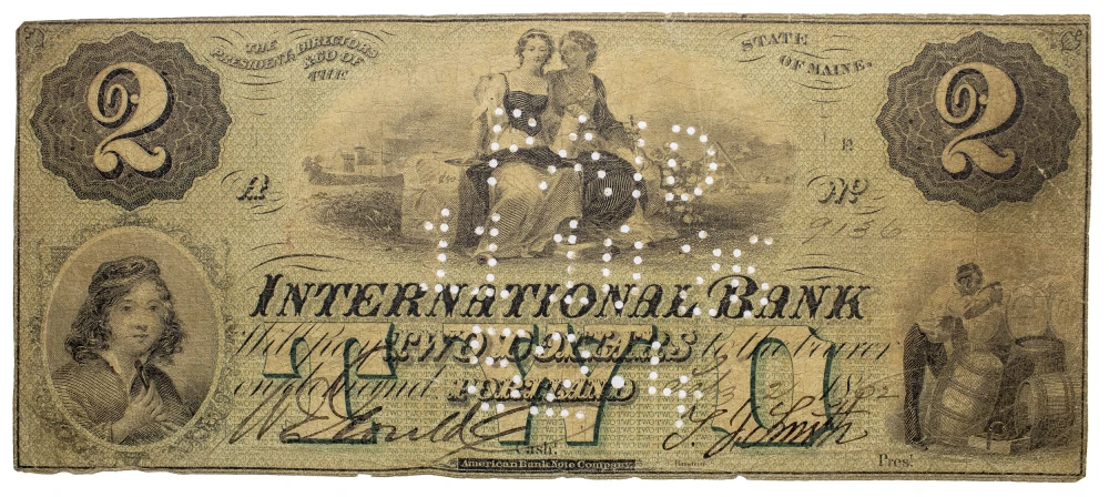 Maine. Portland. Fine $2 Note